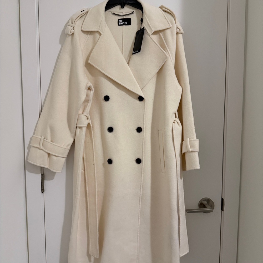 The Kooples White Double-Breasted Trench Coat - Picture 6 of 7